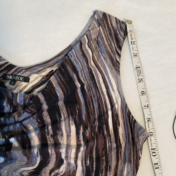 NICE +ZOE abstract neutral color sleeveless cinched dress L - Picture 16 of 16